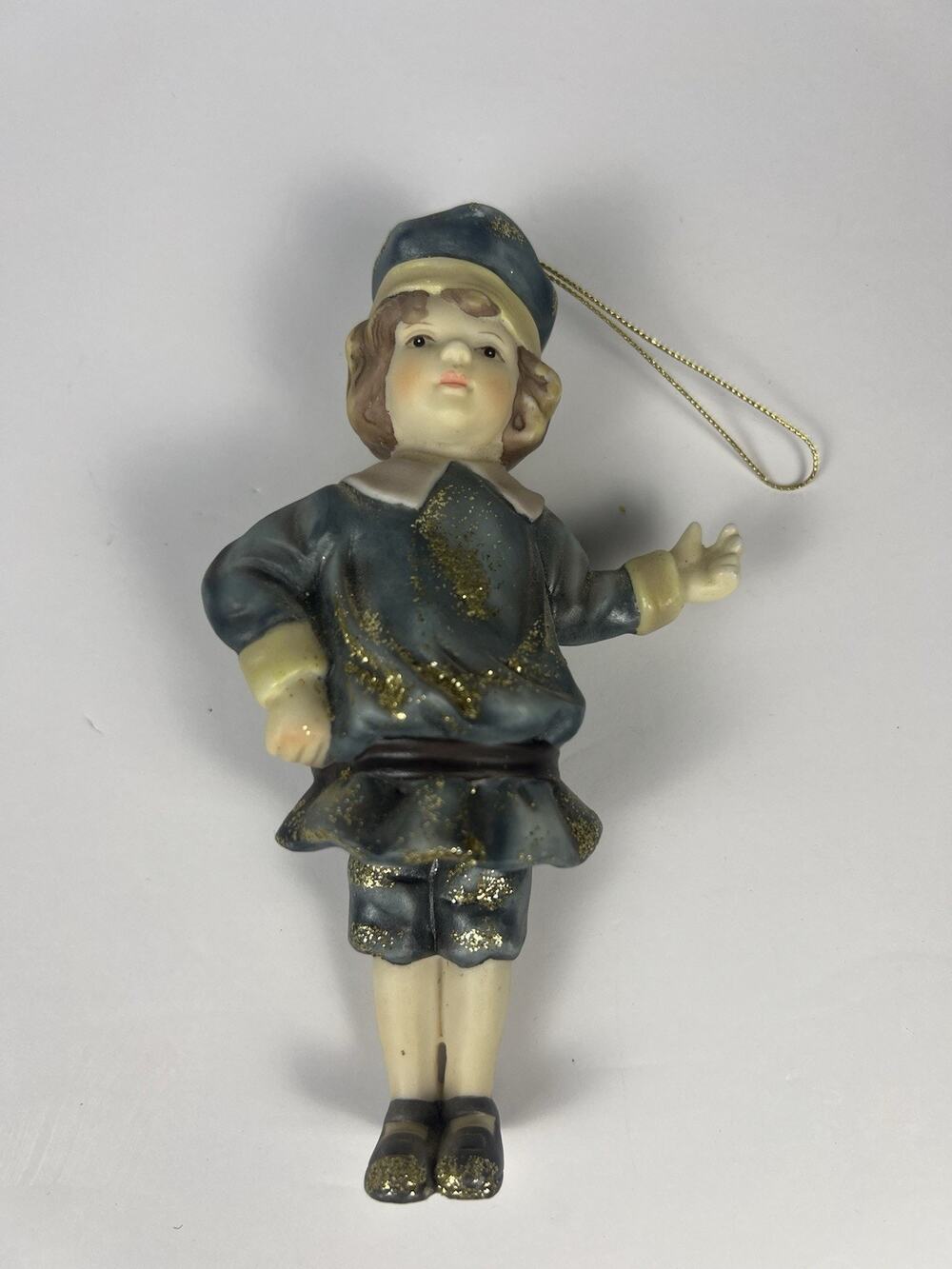 Roman Inc Victorian Blue Boy Dangle Legs Porcelain Christmas Tree Ornament